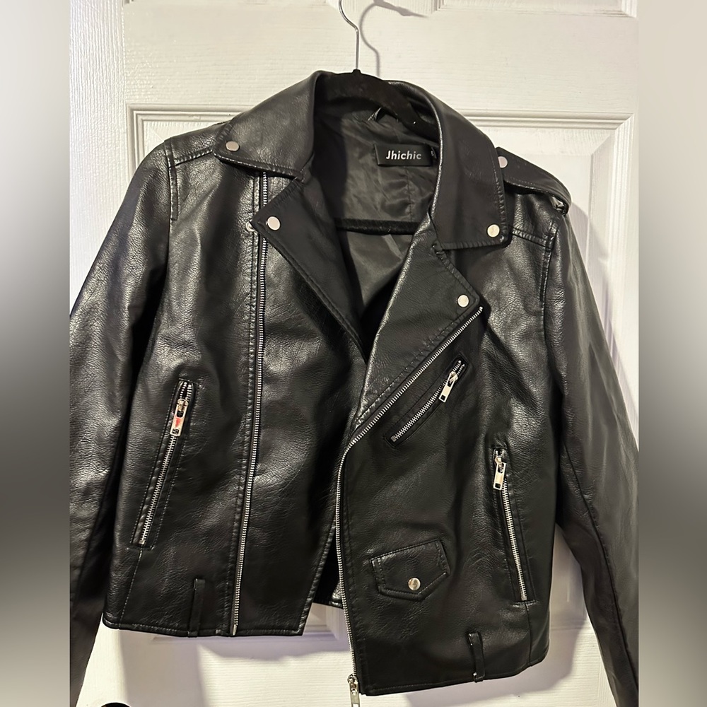 Black faux leather jacket
